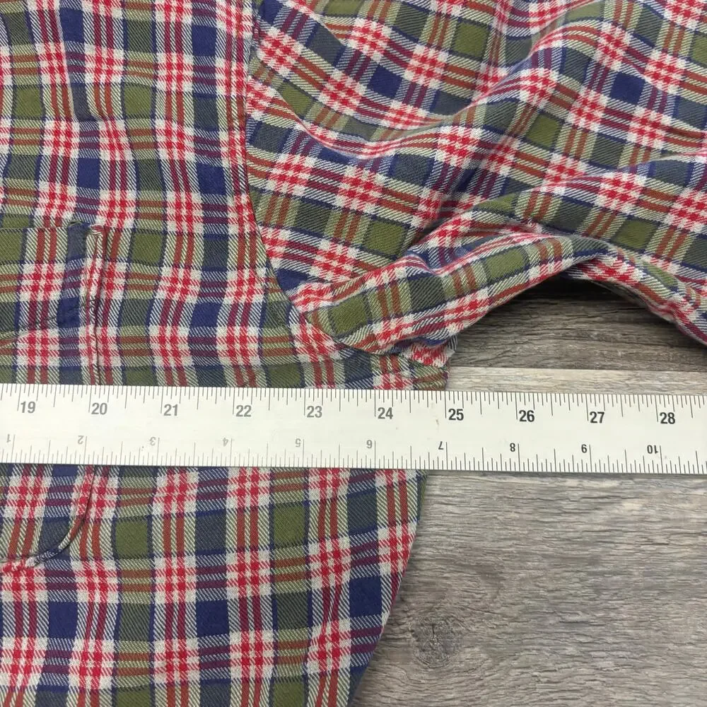 Vintage 90s J Crew Red Mens L Tartan Plaid Button Up Shirt‎ Oarsmen Flannel